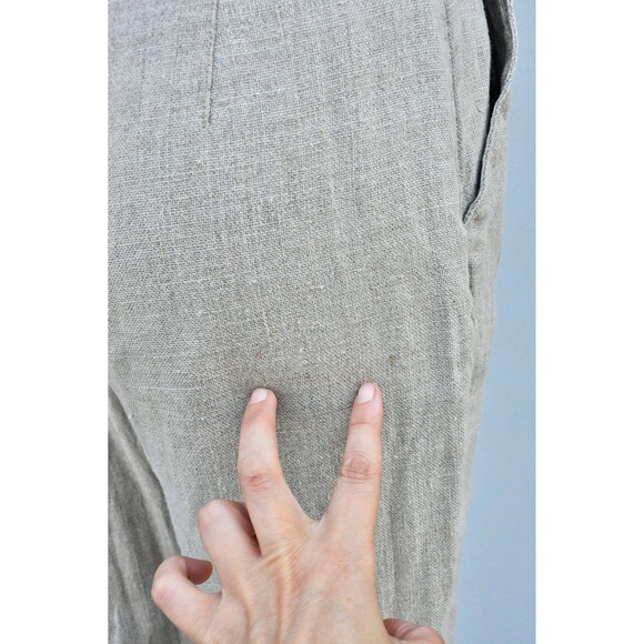 Vintage Beige Linen Ankle Pants - High Waisted Pants - Tapered Pants XXS XS - Picture 8 of 10